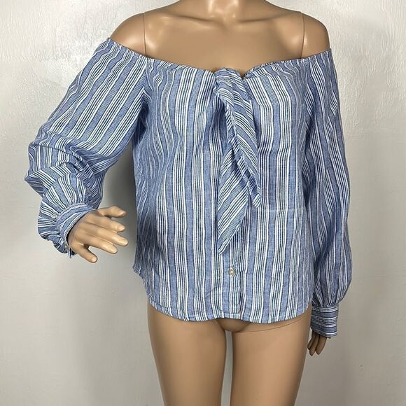 Free People Hello There Beautiful Striped Off The Shoulder Top Size S - Picture 2 of 8